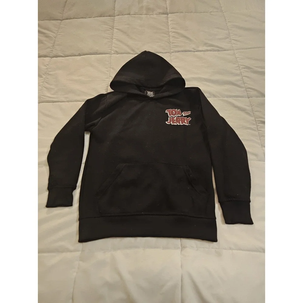 Tom and Jerry Black Pullover Hoodie Youth Size‎ 8 Graphic Cartoon Sweatshirt